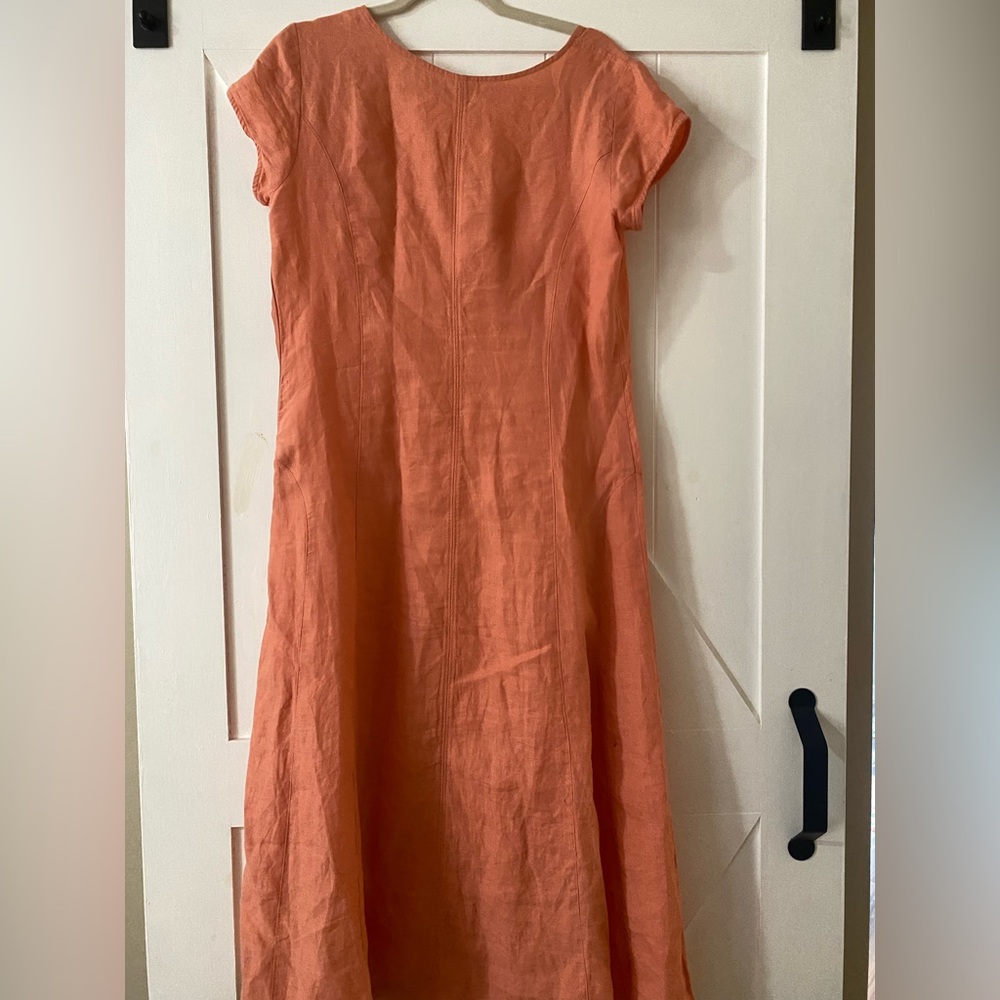 Light orange linen midi dress size 10